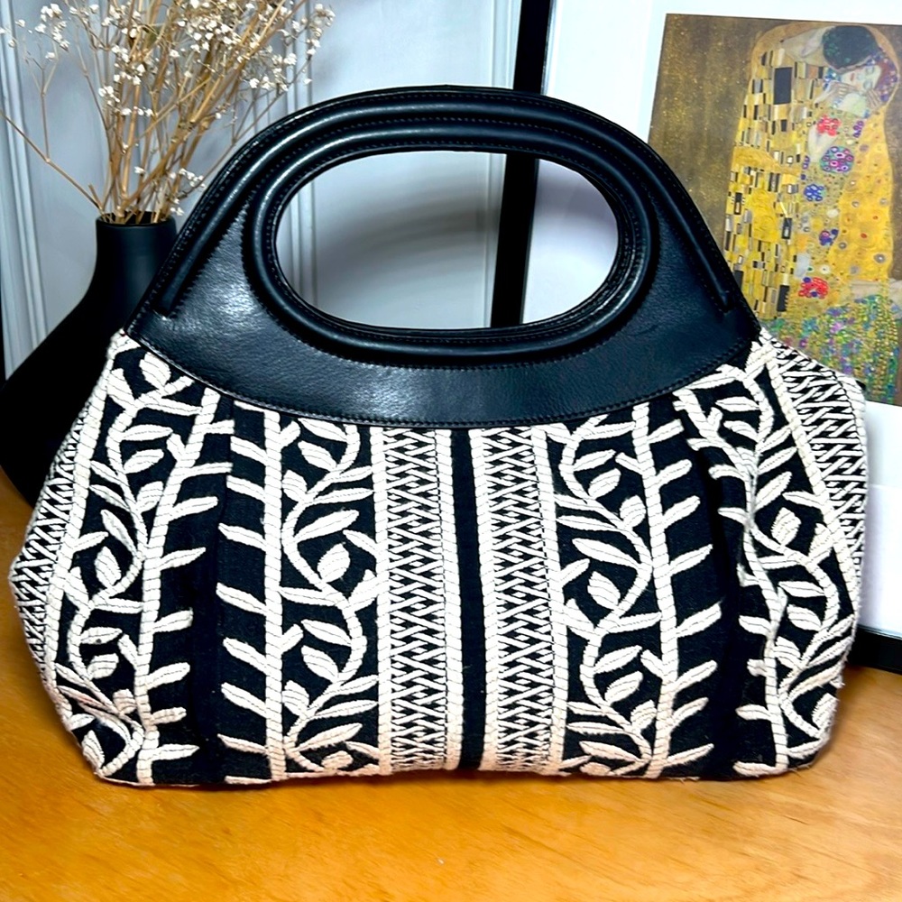 Talbots Round Handle Canvas Purse